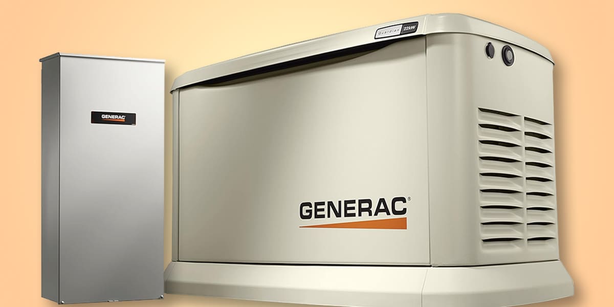 Generac 7043 22kW Air Cooled Guardian Series Home Standby Generator with 200-Amp Transfer Switch
