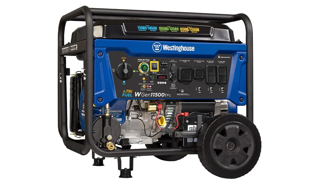 Westinghouse Outdoor Power Equipment Portable 14500 Peak Watt Tri-Fuel Transfer Switch Ready Home Backup Generator with Remote Electric Start