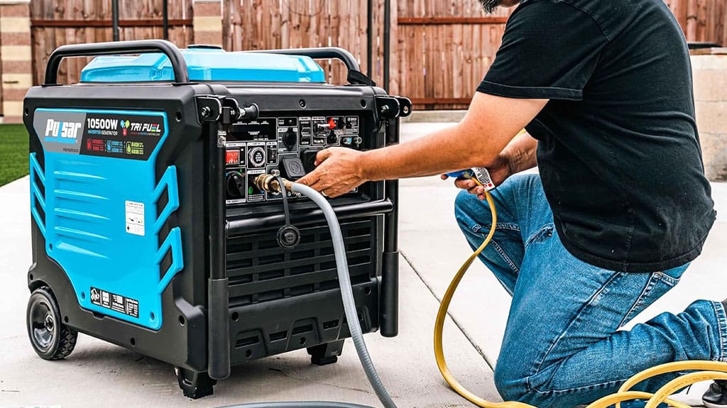 Pulsar Tri-Fuel Inverter Generator 10500-Watt Portable 50A Generator